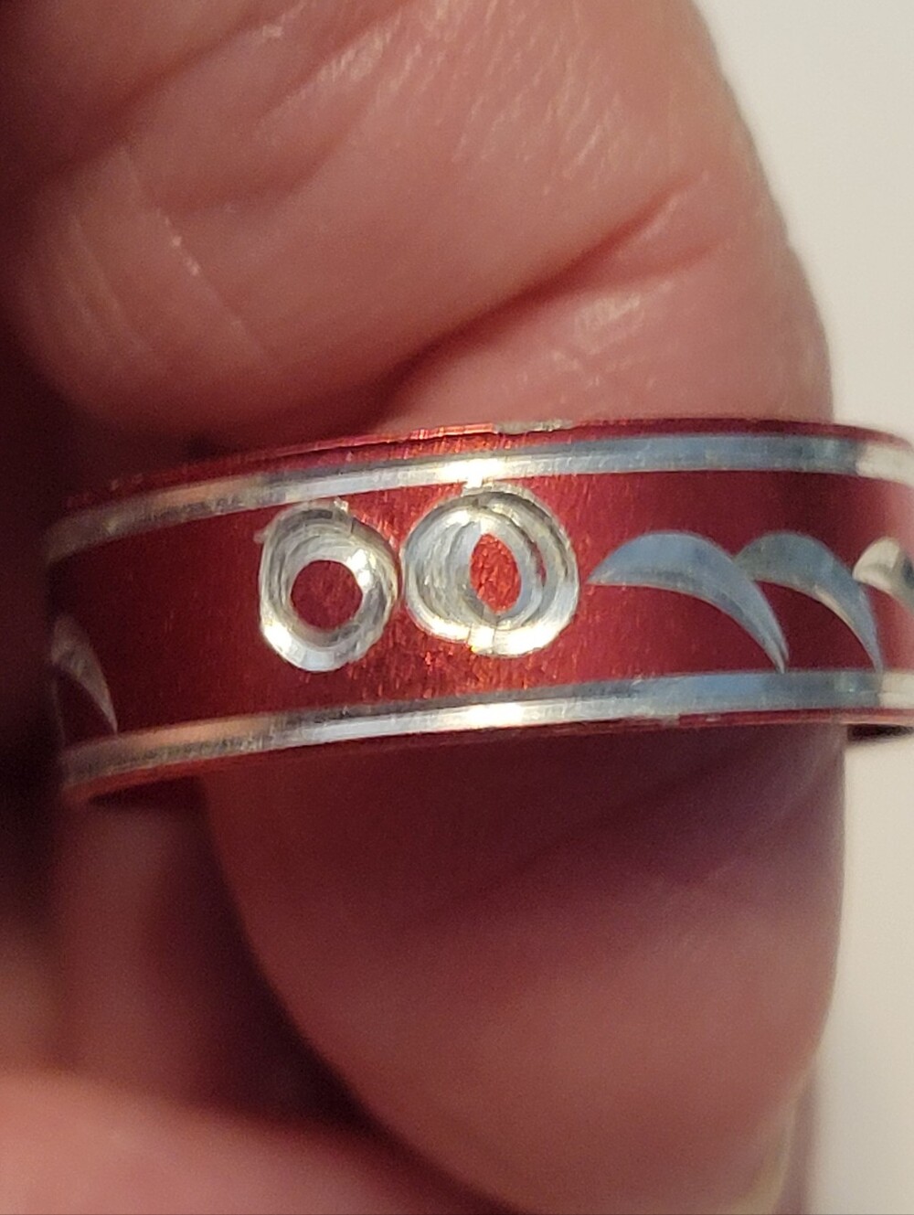 Red Silver Inlay Women's Ring - Unbranded Size 9